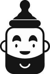 Baby Bottle With Smile Silhouette Vector Illustration