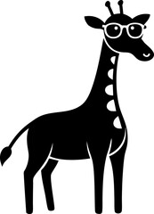 Giraffe With Glasses Silhouette Vector Illustration