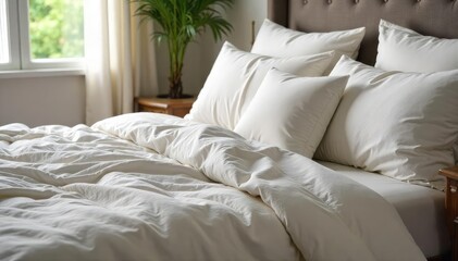 Luxurious bedding cushion, plump and inviting, perfect for adding comfort and style to any bedroom Available in various colors and textures to complement your d?cor , pillow, bohemian, fluffy