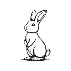 Vector illustration of a rabbit silhouette in a simple and elegant style isolated on white background.