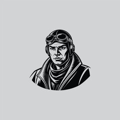 Vintage Aviator A Classic Illustration of a Courageous Pilot