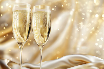 Champagne metallic background with silk lighting