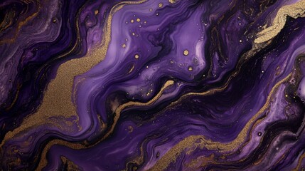 Purple and gold fluid art background. Modern and fancy, like a painting made with alcohol ink. Great for invites or wedding cards.
