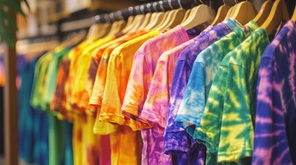 Tie dye is a colorful pattern on clothes. It's made with bright summer colors. It looks like a cool, abstract design.
