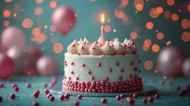Birthday cake With Candle, balloon