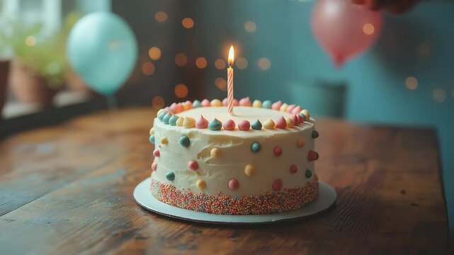 Birthday cake With Candle, balloon