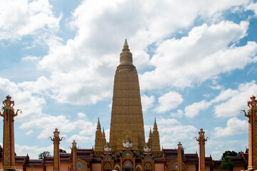 Golden Pagoda at Wat Maha That Wachiramongkol (Wat Bang Thong), Phang Nga, Thailand – Majestic...
