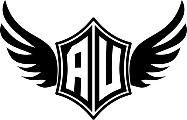 AU logo emblem with winged and shield template
