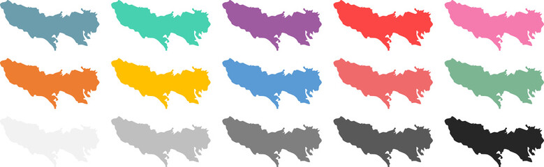 日本地図のグラフィック素材イラスト(東京)セット