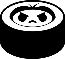 Sushi Roll With Face Silhouette Vector Illustration