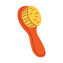 Dry massage brush, for hair hand drawn in a flat style insulated style