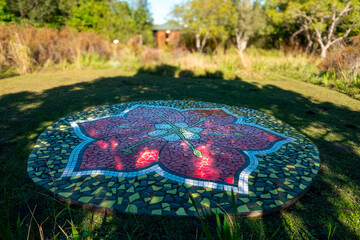 Mosaic depicting the George Fire Lily (Cyrtanthus elatus), also known as the Scarborough lily....