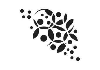 Abstract black floral design corner element