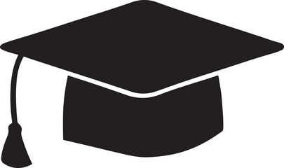 Graduation hat icon in black and white
