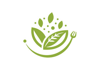 Fresh green leaves healthy eating logo design