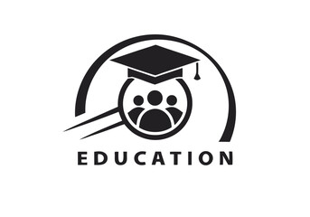 Education logo design graduation cap students learning