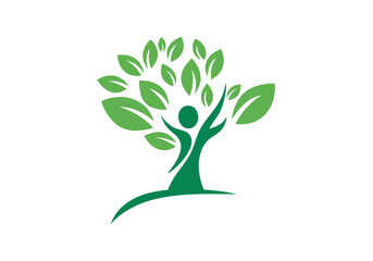 Obraz premium Green tree of life human wellness logo design