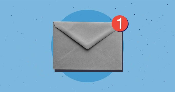 Paper envelope with a note indicating that the letter has been read. Modern photo collage style. 4K stop motion animation