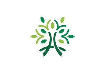 Green tree of life logo design nature ecology