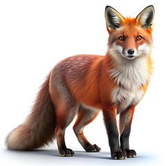 Fototapeta premium Red fox standing majestically on white background