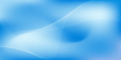 Abstract blue gradient background with shining lines waves. Minimalist background for banner, poster, cover, brochure, flyer, website