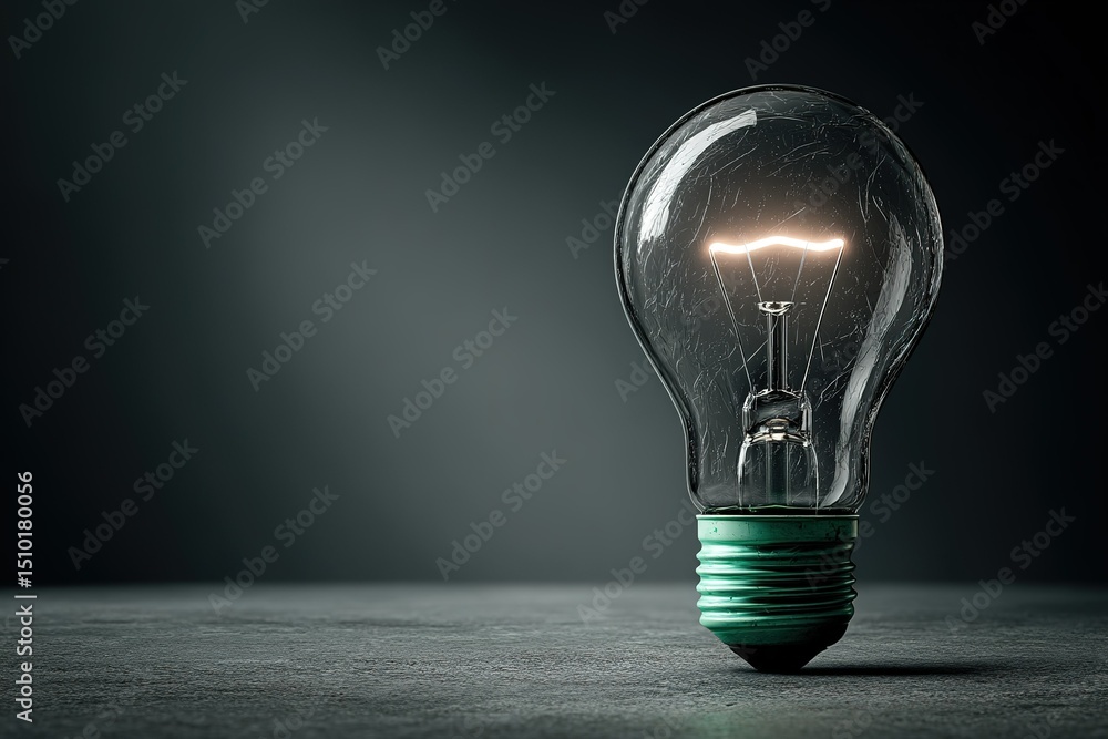 Poster light bulb glowing softly in a dark setting creates a warm atmosphere for reflection and creativity
