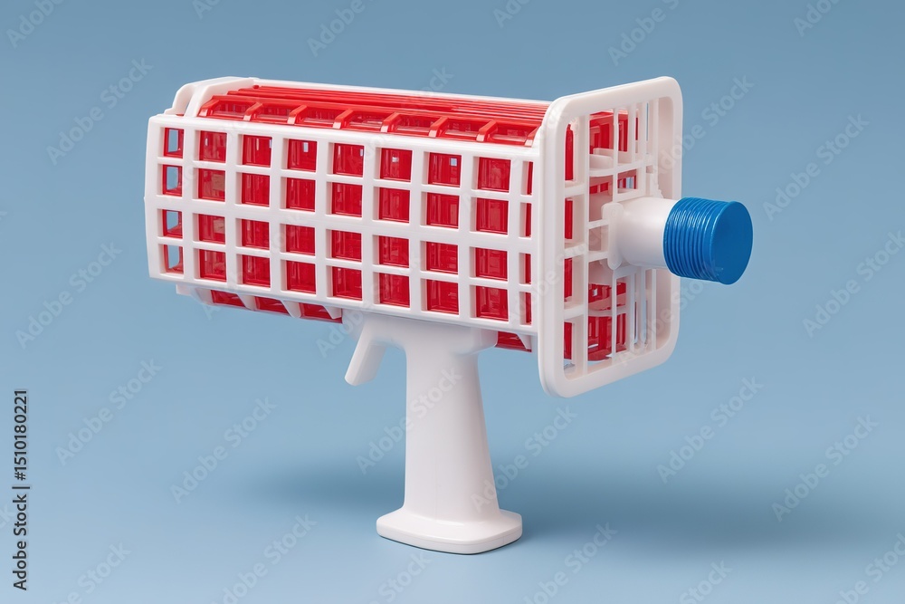 Poster handheld painting tool designed for efficient surface coverage with bright red color accents