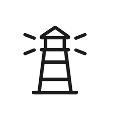 Minimalist Outline Lighthouse Beacon Navigation Guidance Architecture Building Icon