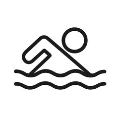 Simple Outline Swimming Person Minimalist Sport and Recreation Activity Icon