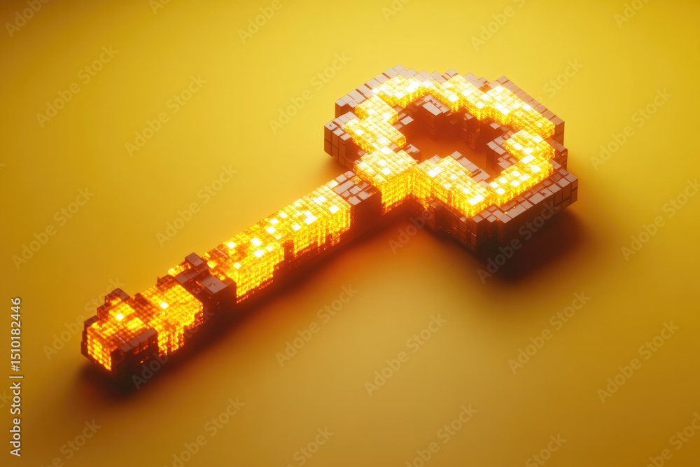 Poster brightly lit key design with pixelated details showcasing vibran