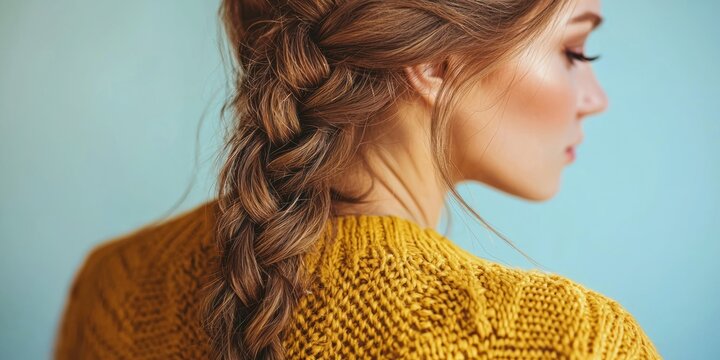 Girl with loose fishtail braid over one shoulder