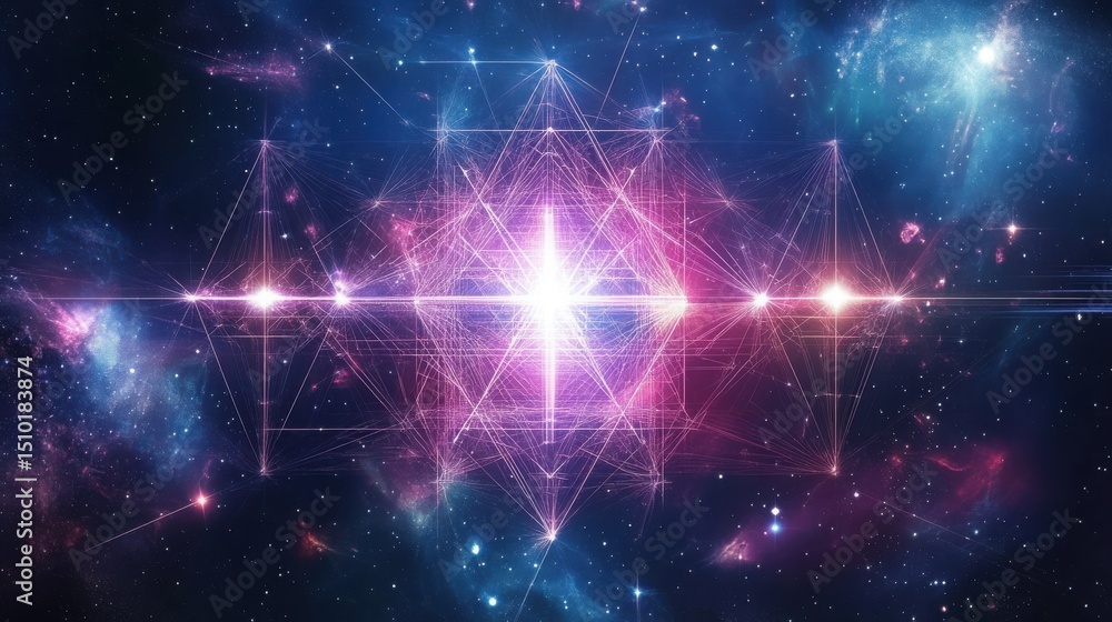 Aufkleber geometric structure in deep space with stars and nebulae abstract cosmic background