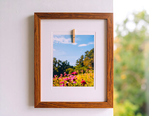 Tarot Card Art in Wooden Frame on White Wall