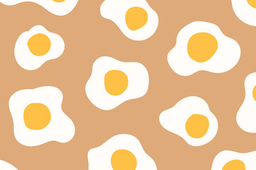 Fried egg background pattern. hand drawn seamless pattern. Fried egg background for fabric design, textile print, wrapping paper, cover. Vector illustration.