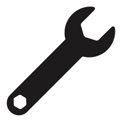 wrench and spanner, adjustment wrench silhouette icon isolated on white background