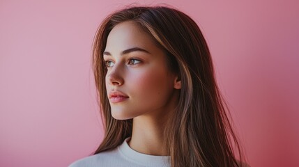 Fototapeta premium Girl with sleek hair and subtly tapered ends