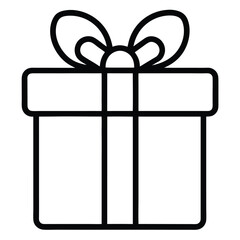 gift box with ribbon outline icon isolated on white background