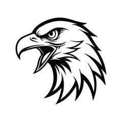 Line art illustration of a fierce eagle face.eps