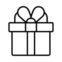 gift box with ribbon outline icon isolated on white background