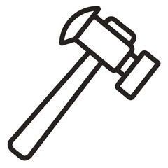hammer outline icon isolated on white background