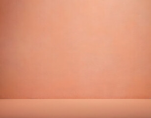 Fototapeta premium peach color background with copy text space, Textured wall of the trendy color Peach Fuzz. Background with selective focus and copy space