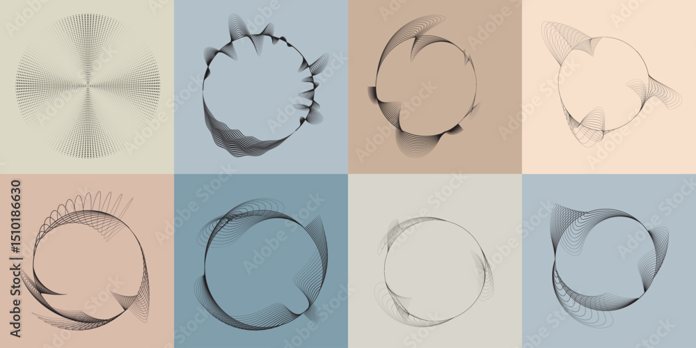 Fototapete lines in circle form . rotate rounded shape vector illustration .rotating circles form a ring.rotati