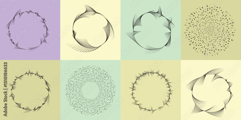 Fototapete lines in circle form . rotate rounded shape vector illustration .rotating circles form a ring.rotati