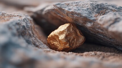 Fototapeta premium A large quantity of gold hidden underground awaiting discovery. The deep underground discovery of massive gold reserves. The global demand for gold.