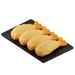 Cooked chicken drumsticks served on a sleek black plate for culinary, food photography, or menu use.