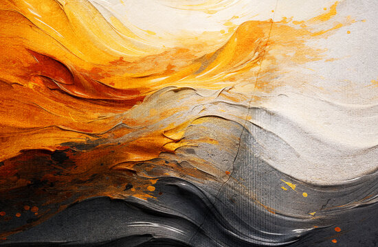 Pinceladas de pintura al &oacute;leo. Fondo abstracto de pintura acr&iacute;lica y pinceladas de acuarela. Fondo texturizado en tonos ocre y terracota.