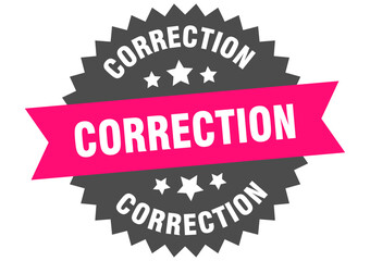 correction. correction round pink label isolated on transparent background