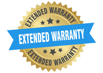 extended warranty. extended warranty round blue and gold label isolated on transparent background