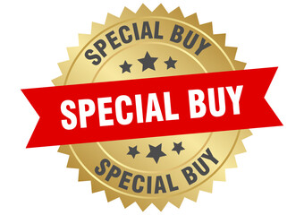 special buy. special buy round red and gold label isolated on transparent background