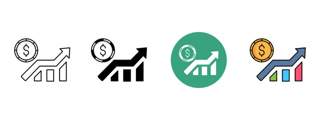   Profit Growth Icons – Line, Glyph, Fill & Background Styles